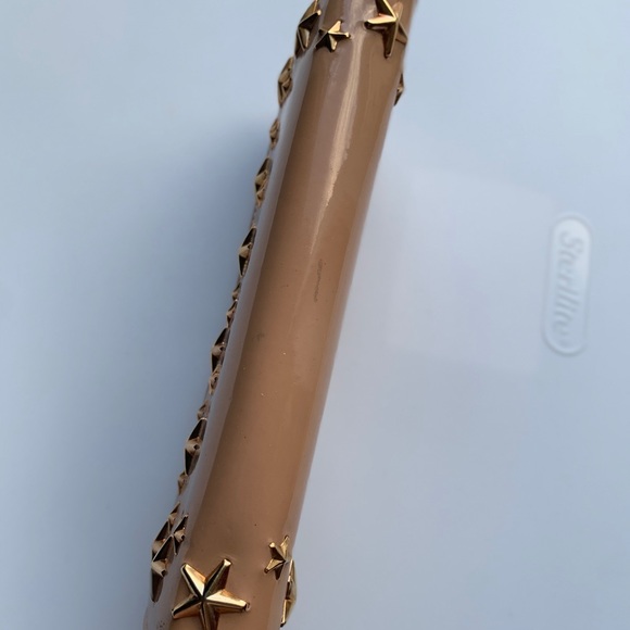 Jimmy Choo Nino Gold Star-Embossed Patent Leather Medium Size Trifold Wallet - Picture 7 of 17